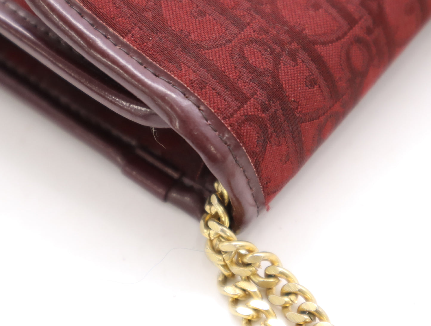 Dior Canvas x Leather Chain Shoulder Bag Bordeaux Shoulder Bag