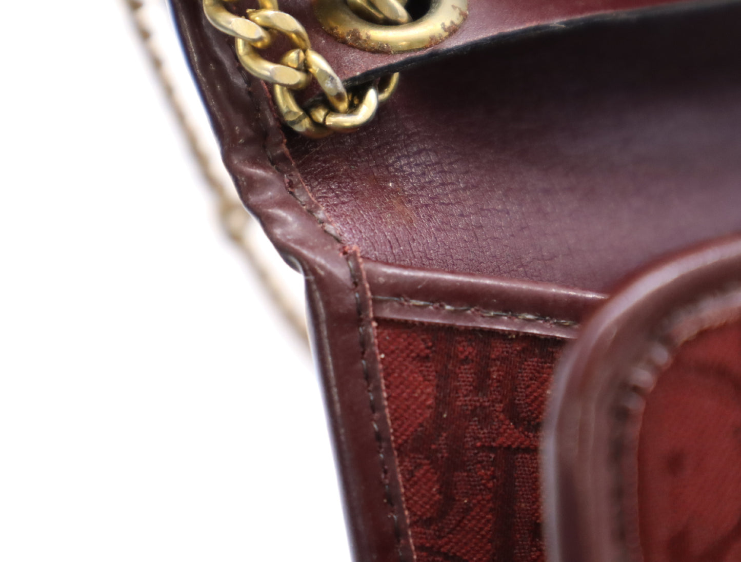 Dior Canvas x Leather Chain Shoulder Bag Bordeaux Shoulder Bag