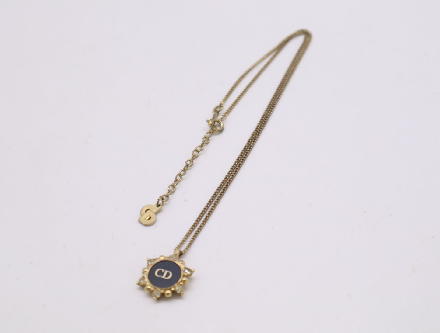 Dior GP Rhinestone CD Logo Necklace in Gold and Black