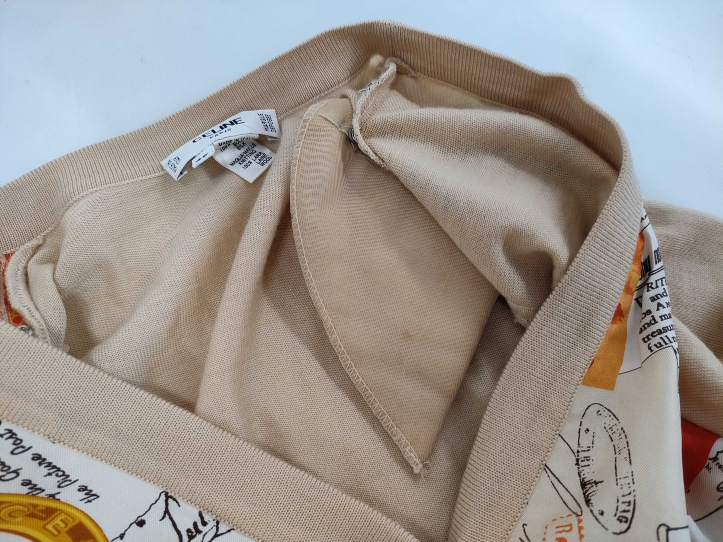 CELINE Triomphe Cardigan with Scarf Pattern, Size 40