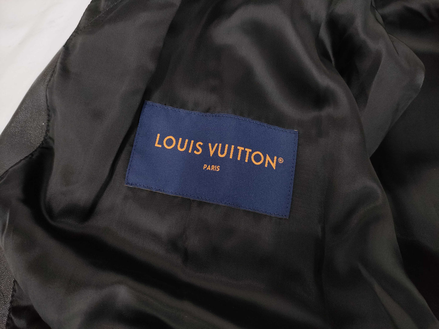 LOUIS VUITTON Varsity Leather Blouson Jacket, Size 48