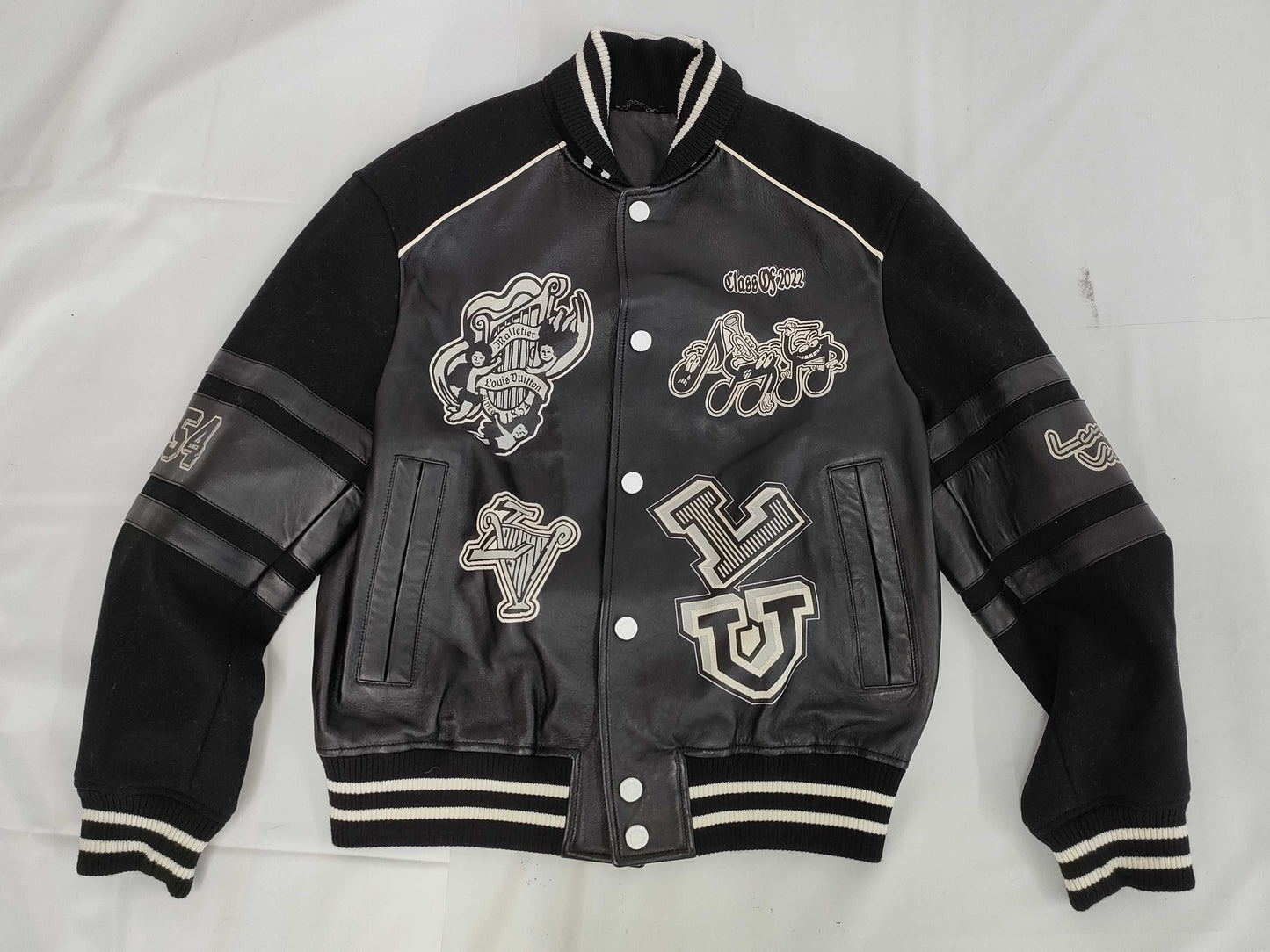 LOUIS VUITTON Varsity Leather Blouson Jacket, Size 48