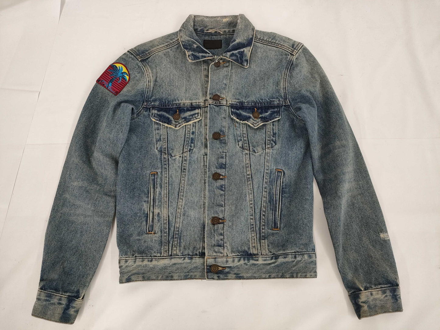 SAINT LAURENT Denim Jacket with Patch, Size M