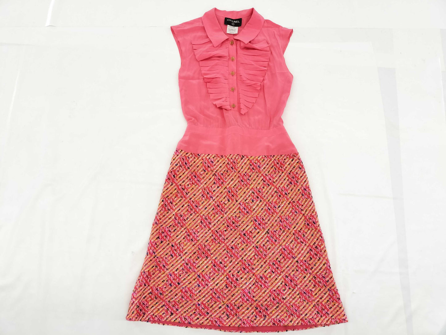 CHANEL CHANEL Dress P16997W02702 01C #38 Tweed Multicolor Pink Dress