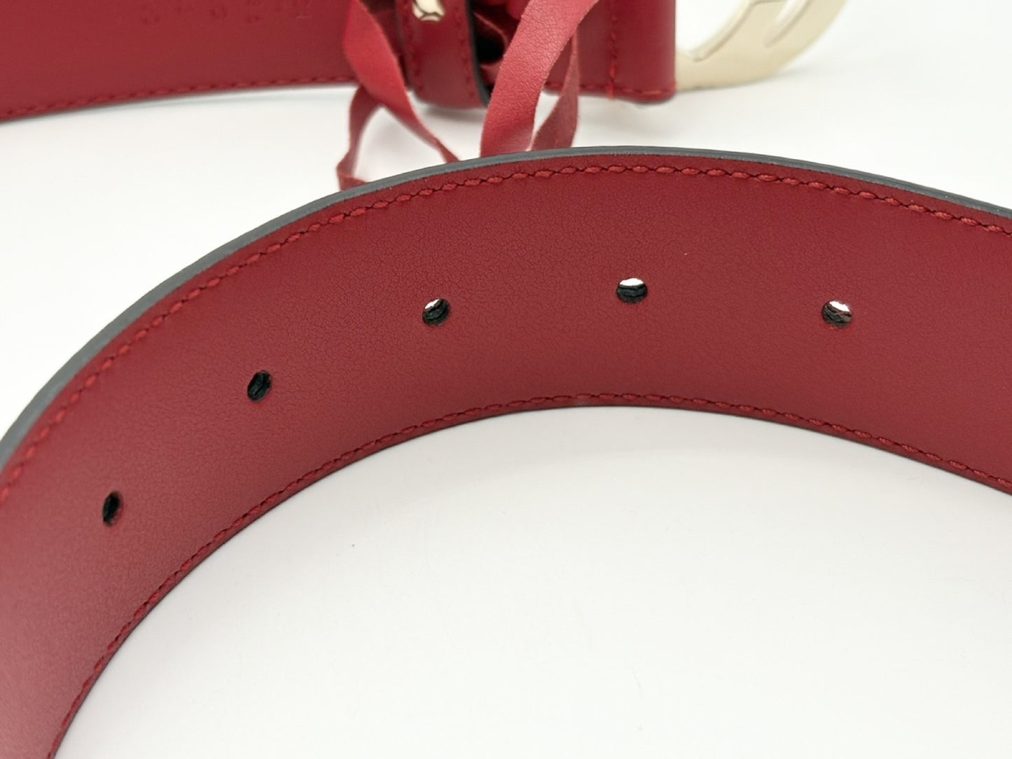 GUCCI 525040 Interlocking G Leather Belt 80/32 Leather Red Belt