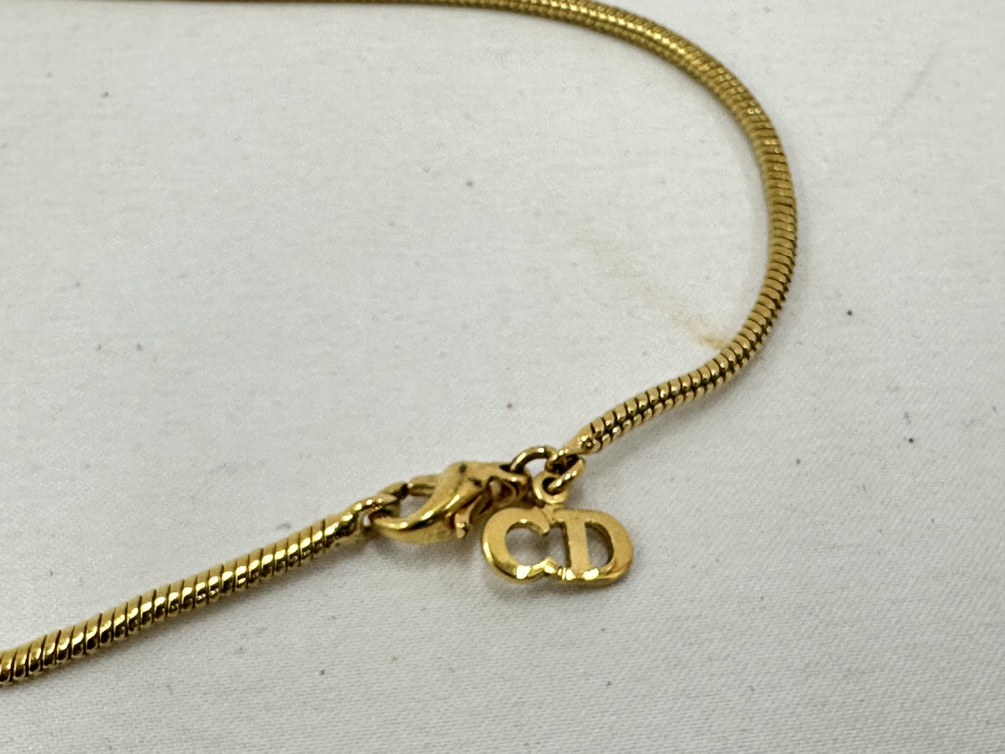 Dior Cannage Vintage Necklace, Gold Color
