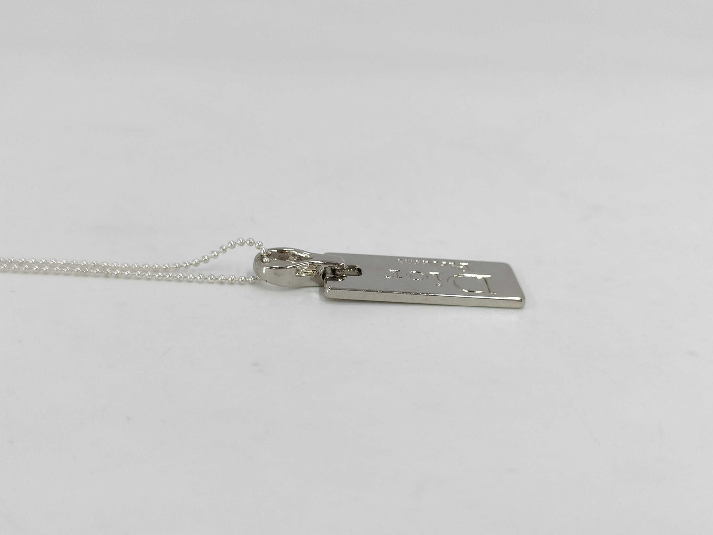 Dior Silver Bar Necklace with Dior Logo