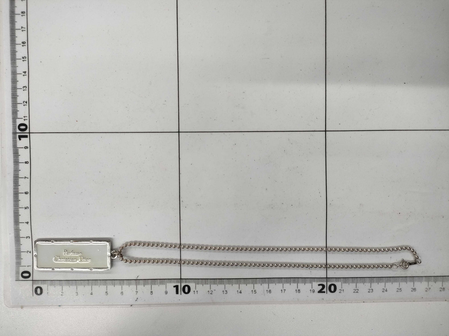 Dior Silver Bar Ball Chain Necklace