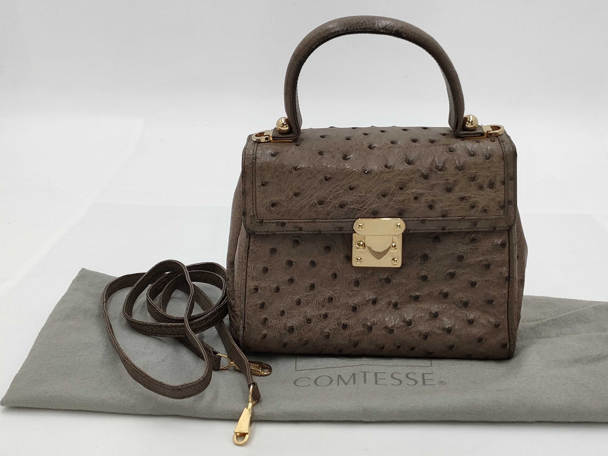 Comtesse 2-Way Ostrich Shoulder Bag