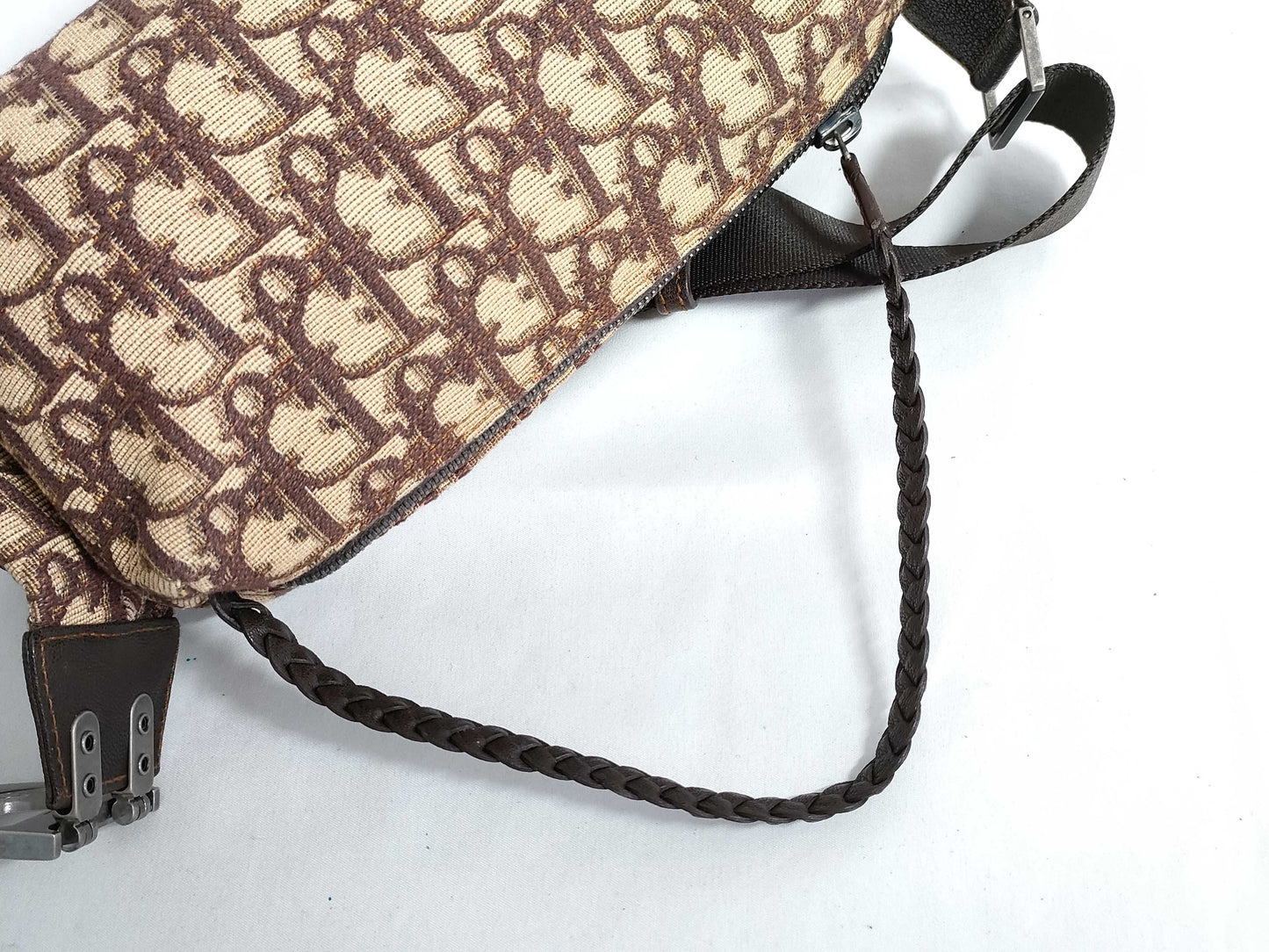 Dior Trotter Christian Dior Trotter Canvas and Leather Shoulder Bag, Beige