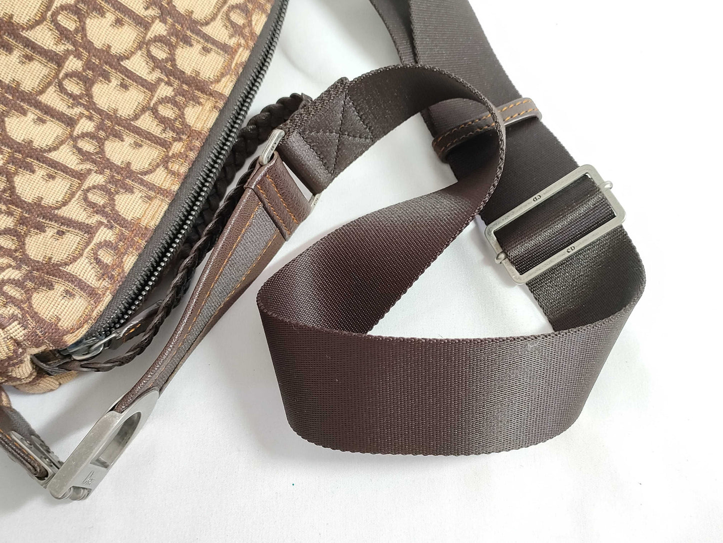 Dior Trotter Christian Dior Trotter Canvas and Leather Shoulder Bag, Beige