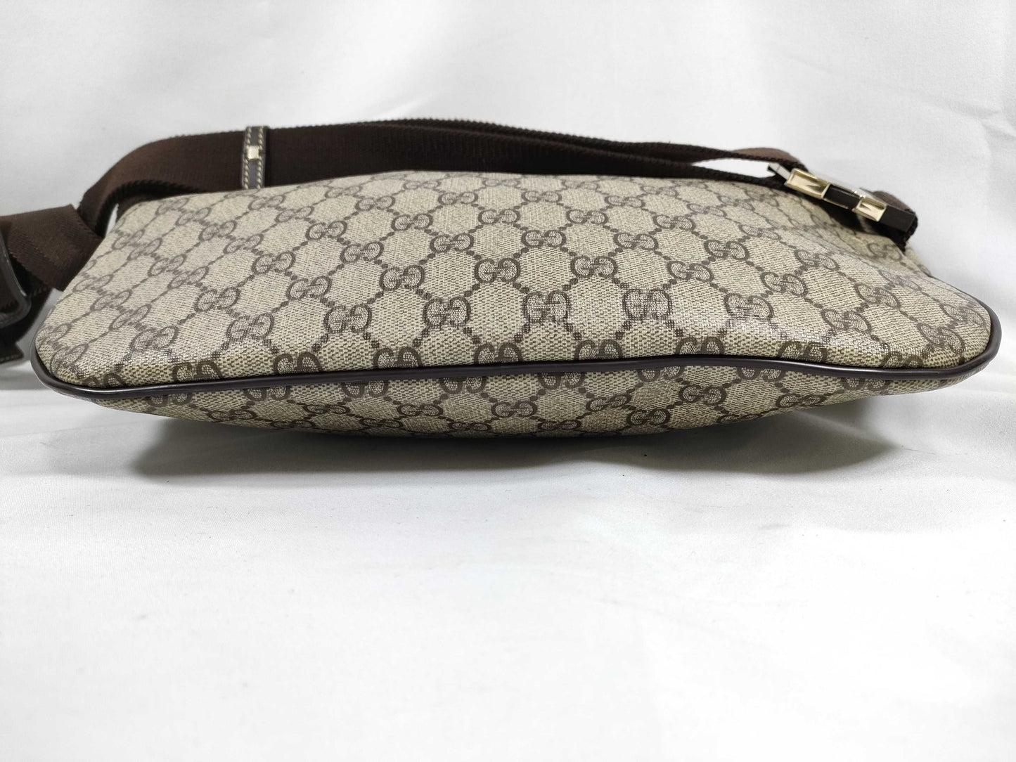 GUCCI GG Supreme Beige Body Bag PVC x Leather 211110 Waist Bag