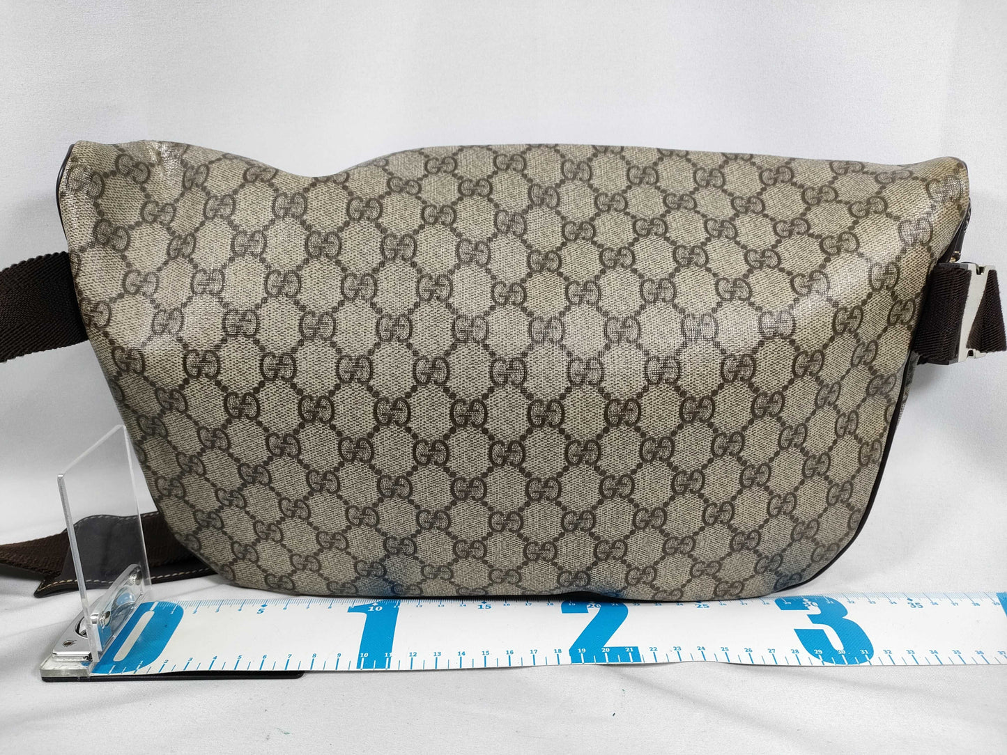 GUCCI GG Supreme Beige Body Bag PVC x Leather 211110 Waist Bag