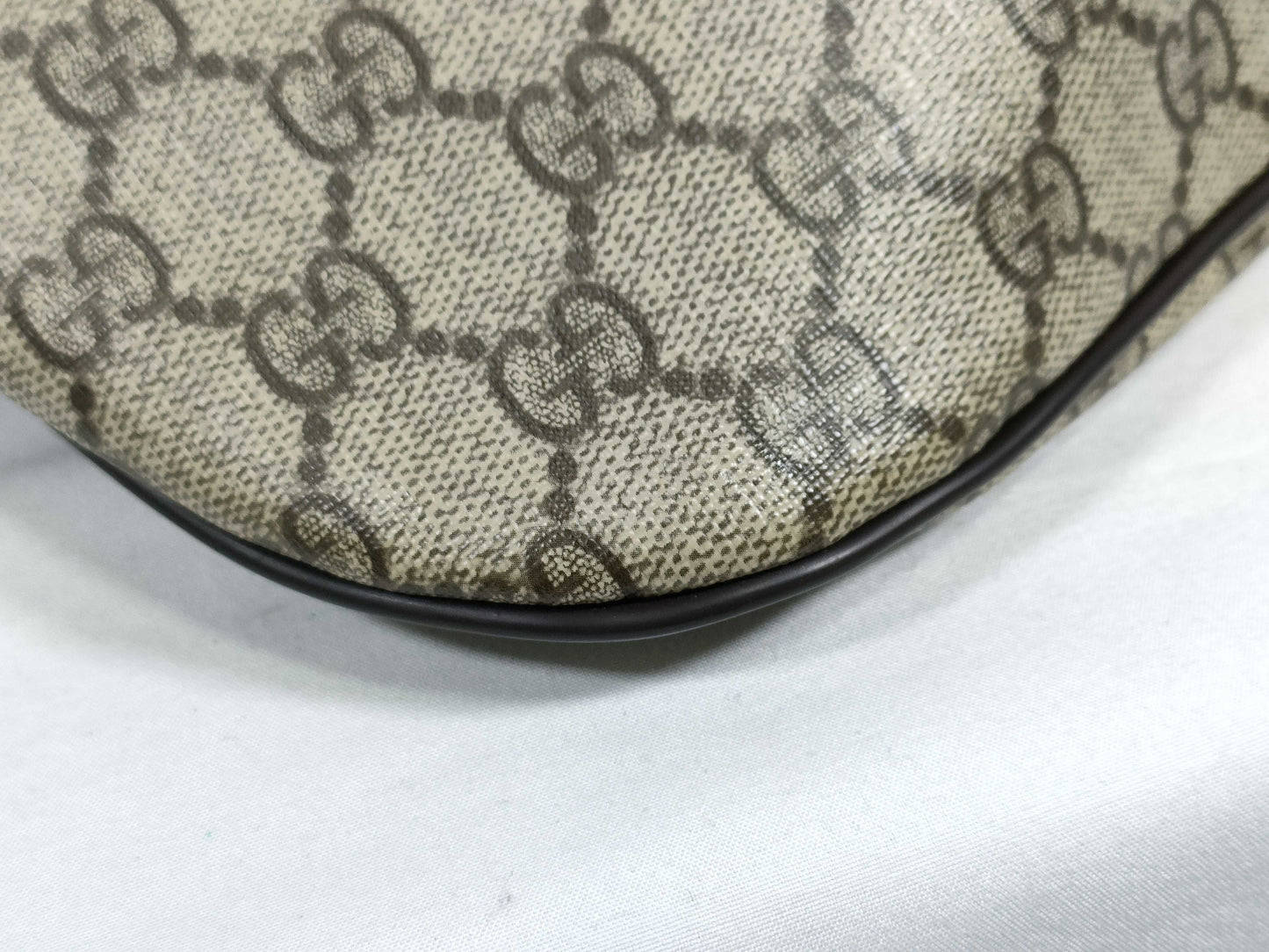 GUCCI GG Supreme Beige Body Bag PVC x Leather 211110 Waist Bag
