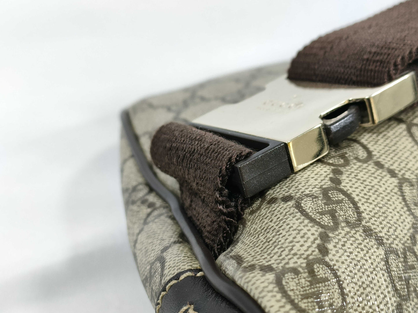GUCCI GG Supreme Beige Body Bag PVC x Leather 211110 Waist Bag