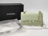 CHANEL CHANEL Matelasse 23 Double Flap Caviar Leather Chain Shoulder Bag Mint Green with Serial Plate