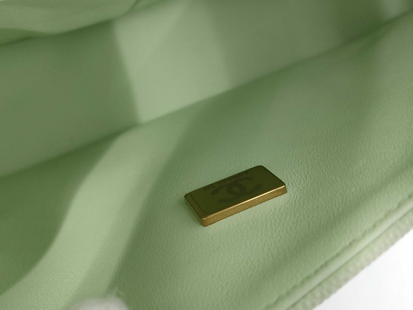 CHANEL CHANEL Matelasse 23 Double Flap Caviar Leather Chain Shoulder Bag Mint Green with Serial Plate