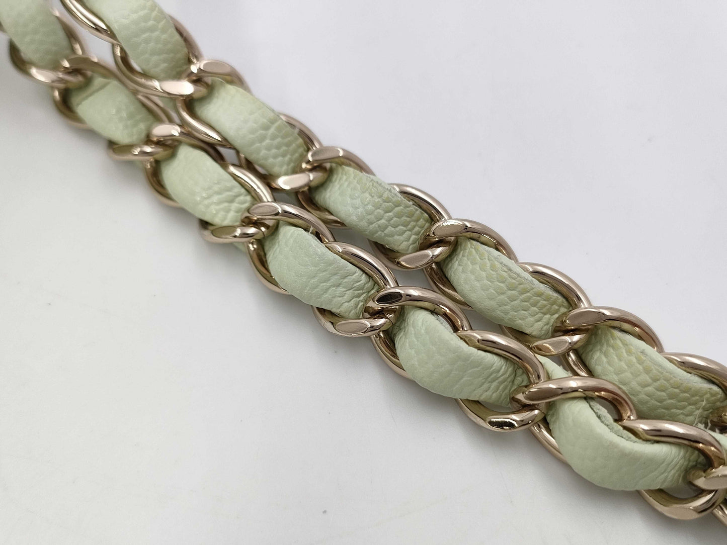 CHANEL CHANEL Matelasse 23 Double Flap Caviar Leather Chain Shoulder Bag Mint Green with Serial Plate