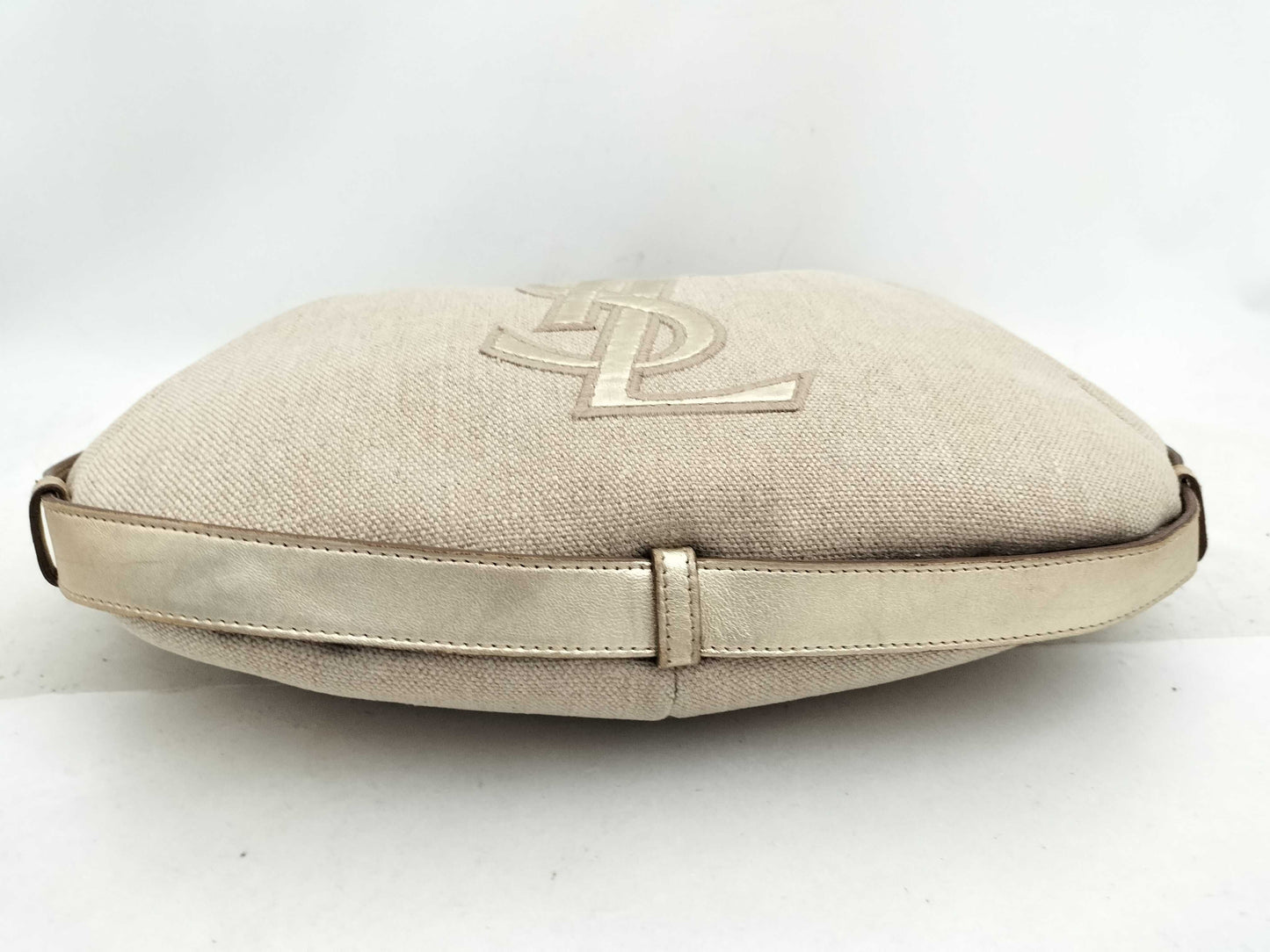 Yves Saint Laurent Mombasa Canvas and Horn Handbag 135202/002122 Beige Shoulder Bag