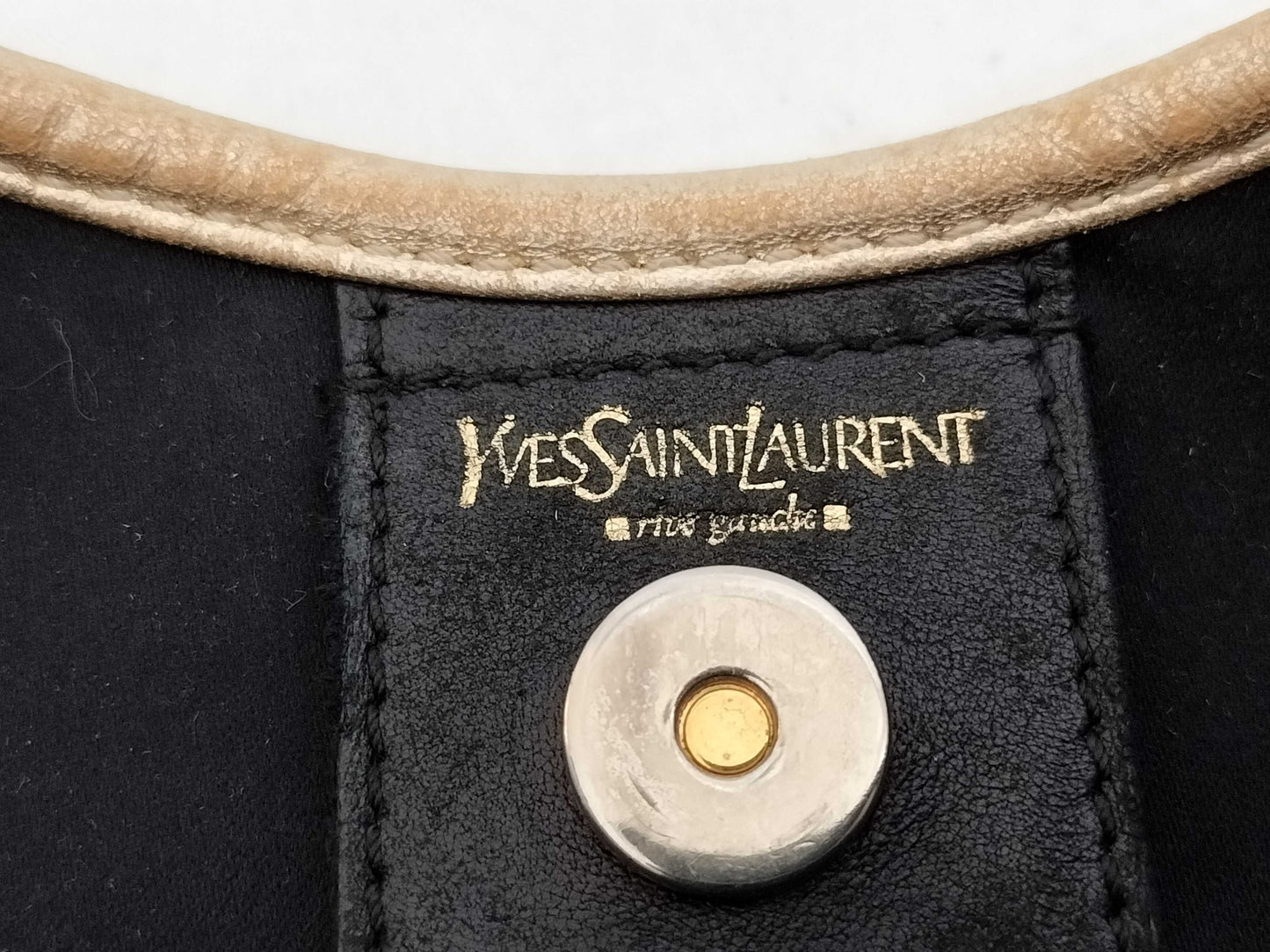 Yves Saint Laurent Mombasa Canvas and Horn Handbag 135202/002122 Beige Shoulder Bag