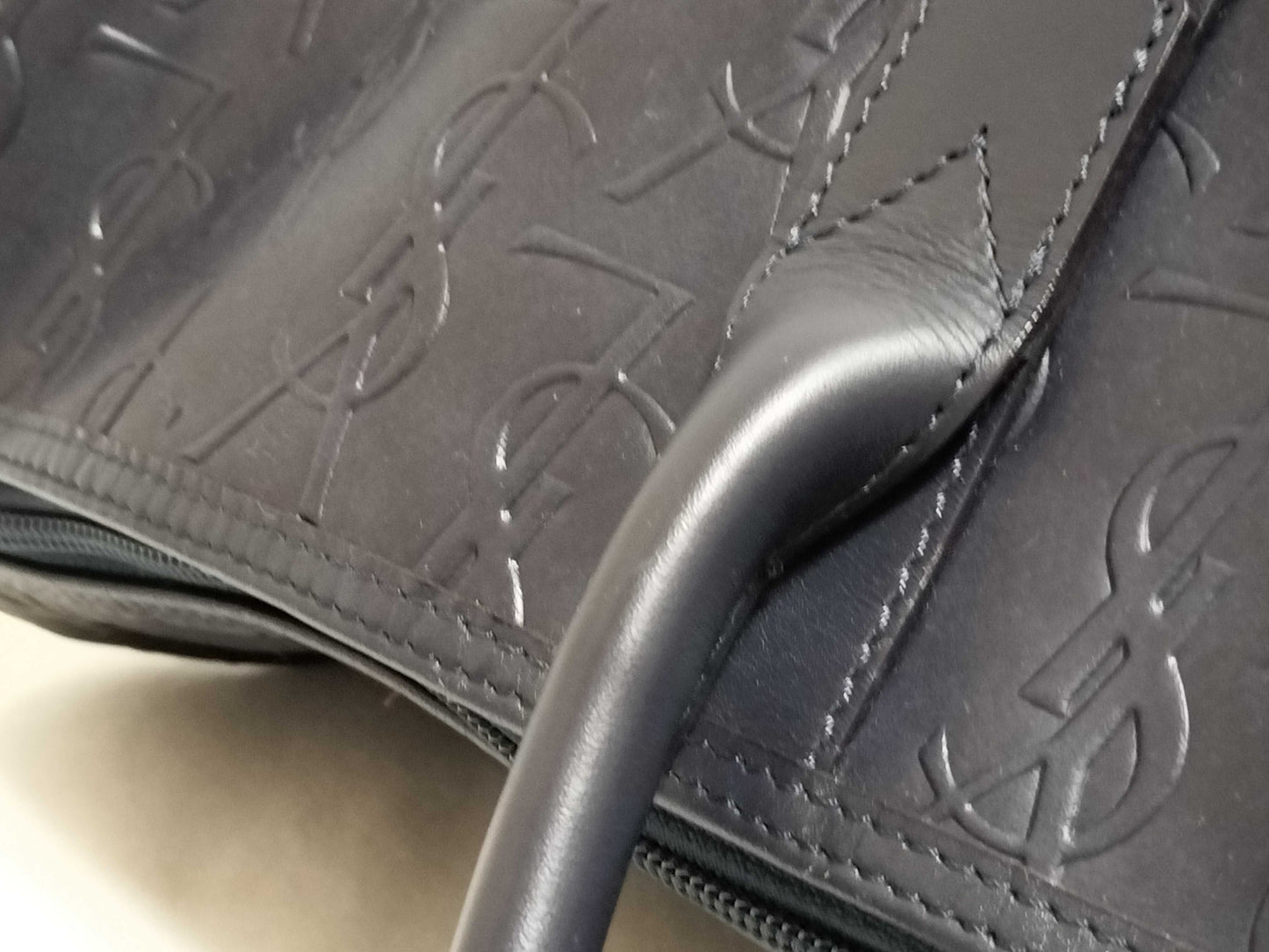 Yves Saint Laurent Leather Boston Bag Navy