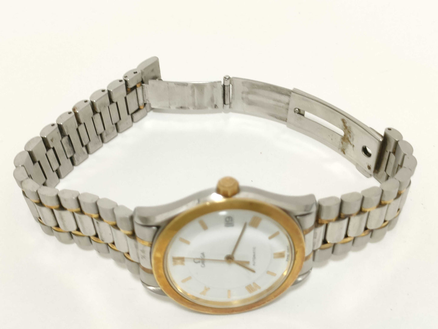 OMEGA Speedmaster Omega Speed Classic Round 53504988 SS/GP/AT White Dial Current Condition Boys' Watch
