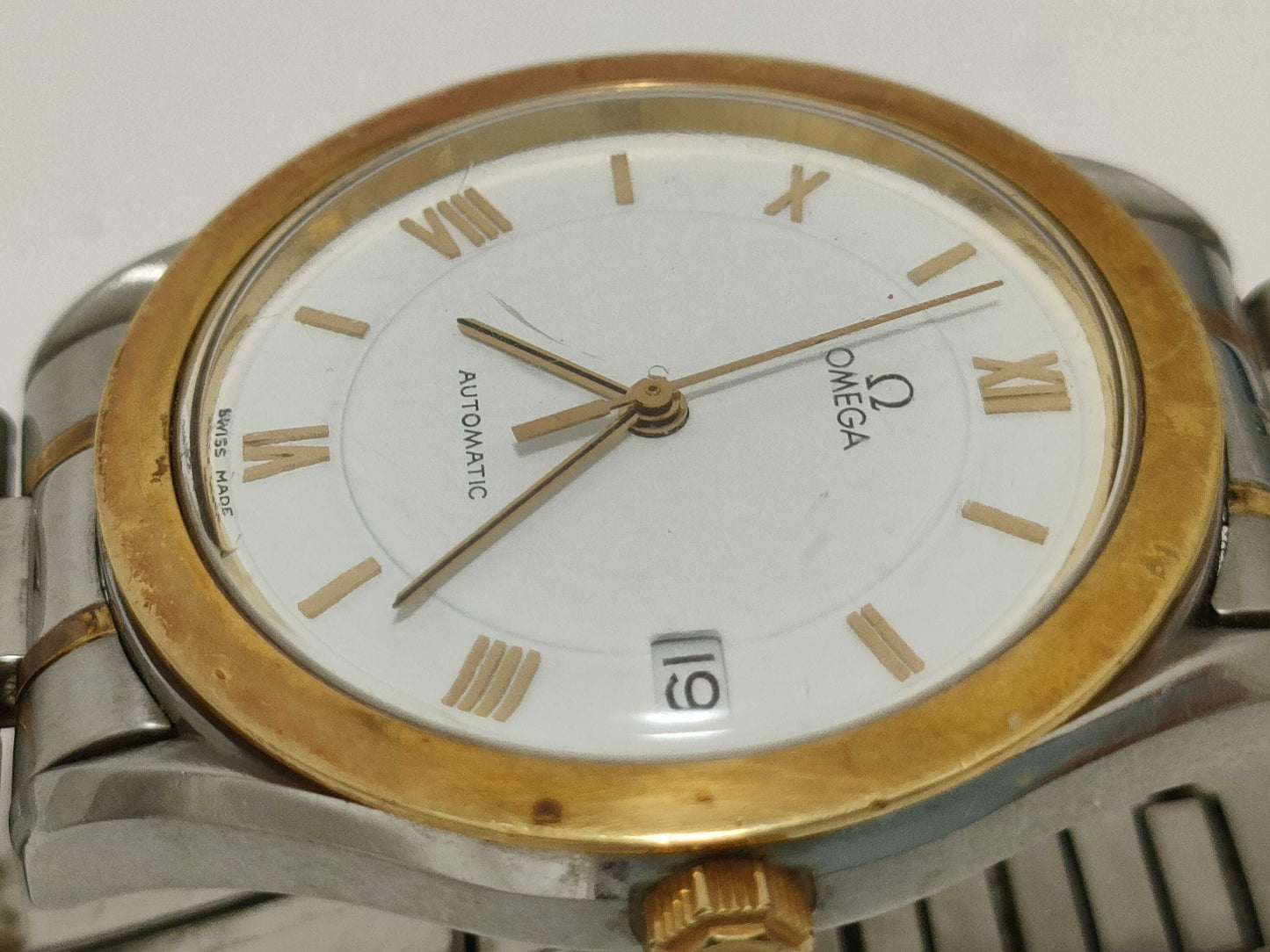 OMEGA Speedmaster Omega Speed Classic Round 53504988 SS/GP/AT White Dial Current Condition Boys' Watch