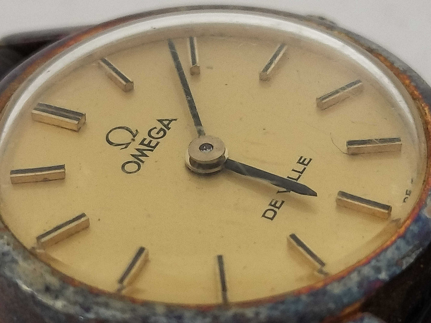 OMEGA De Ville Stainless Steel/GP/Leather/Hand-Wound Gold Dial Women's Watch