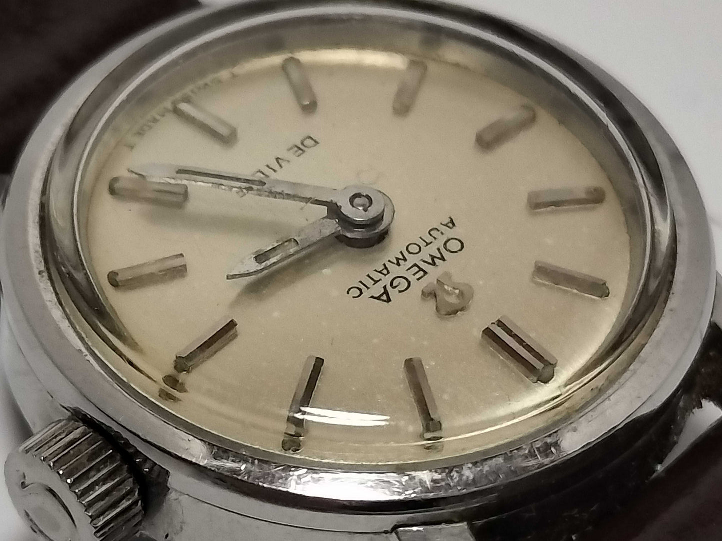 OMEGA De Ville Stainless Steel/Leather/AT Silver Dial Women's Watch