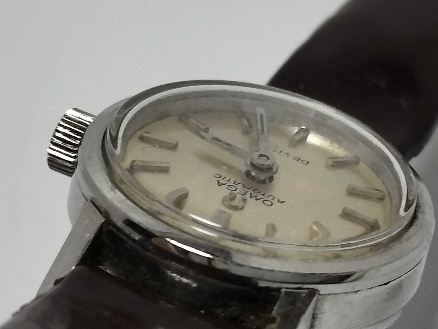 OMEGA De Ville Stainless Steel/Leather/AT Silver Dial Women's Watch