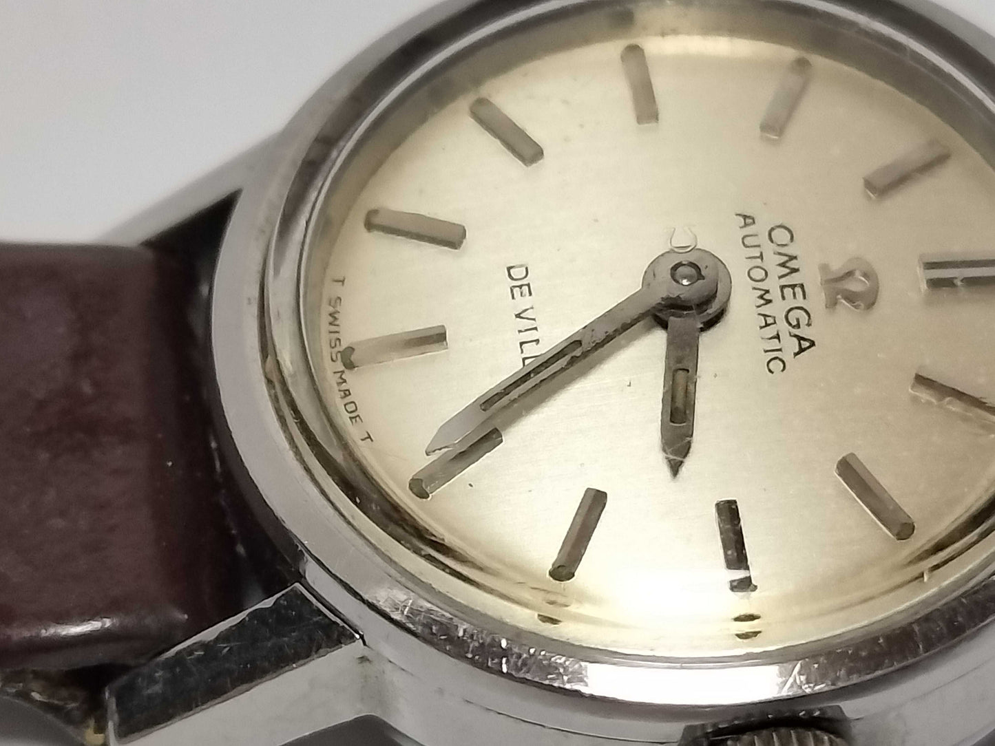 OMEGA De Ville Stainless Steel/Leather/AT Silver Dial Women's Watch