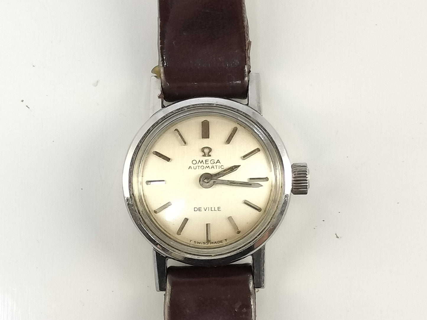 OMEGA De Ville Stainless Steel/Leather/AT Silver Dial Women's Watch