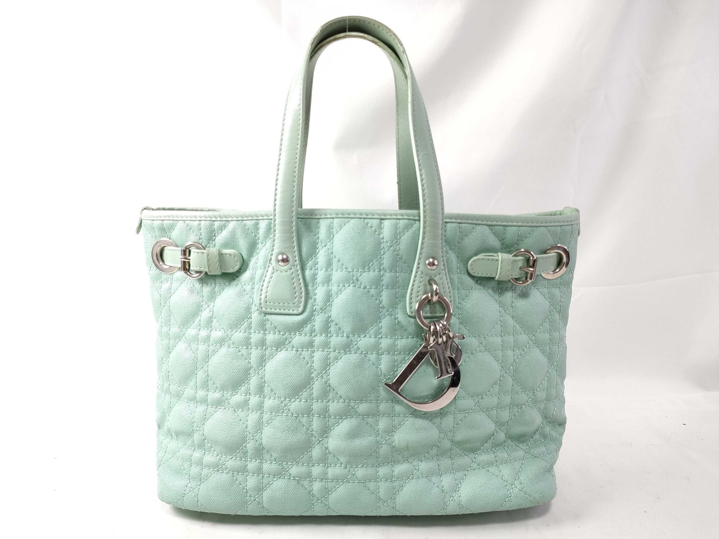 Dior Christian Dior Cannage Leather Handbag 01-BO-0172 Light Blue Tote Bag