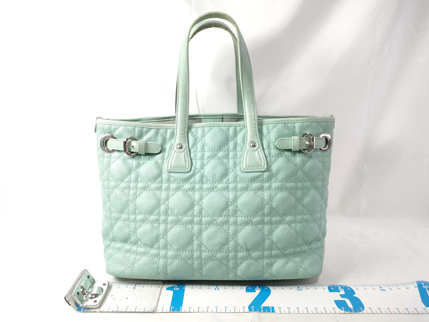 Dior Christian Dior Cannage Leather Handbag 01-BO-0172 Light Blue Tote Bag