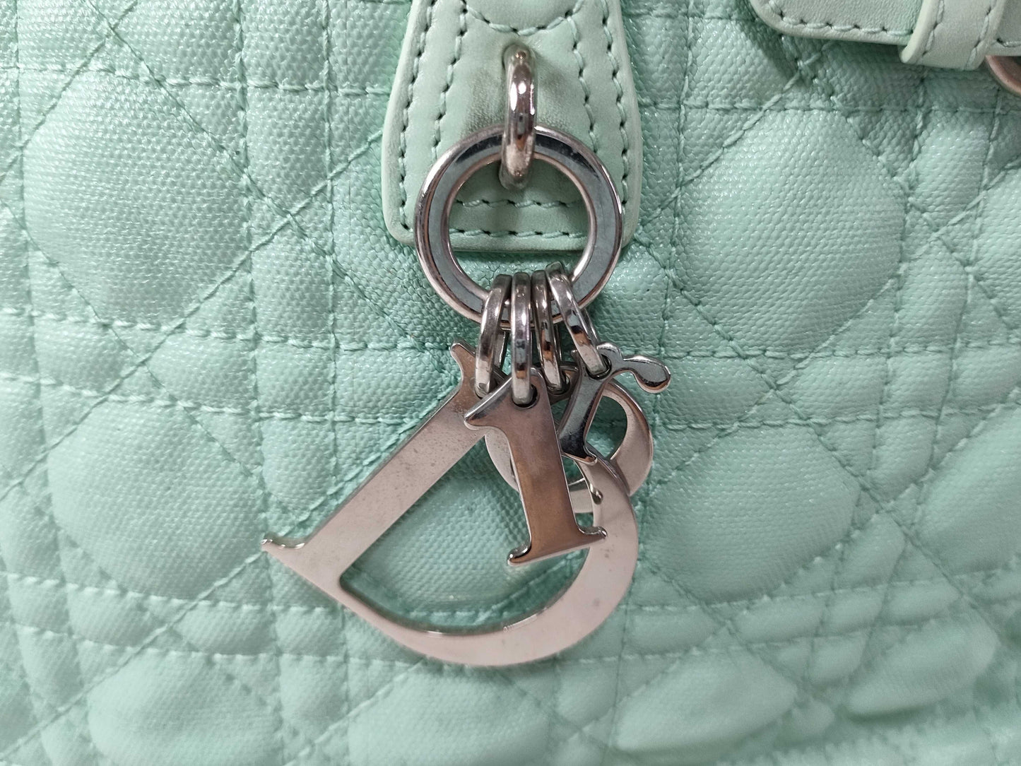 Dior Christian Dior Cannage Leather Handbag 01-BO-0172 Light Blue Tote Bag