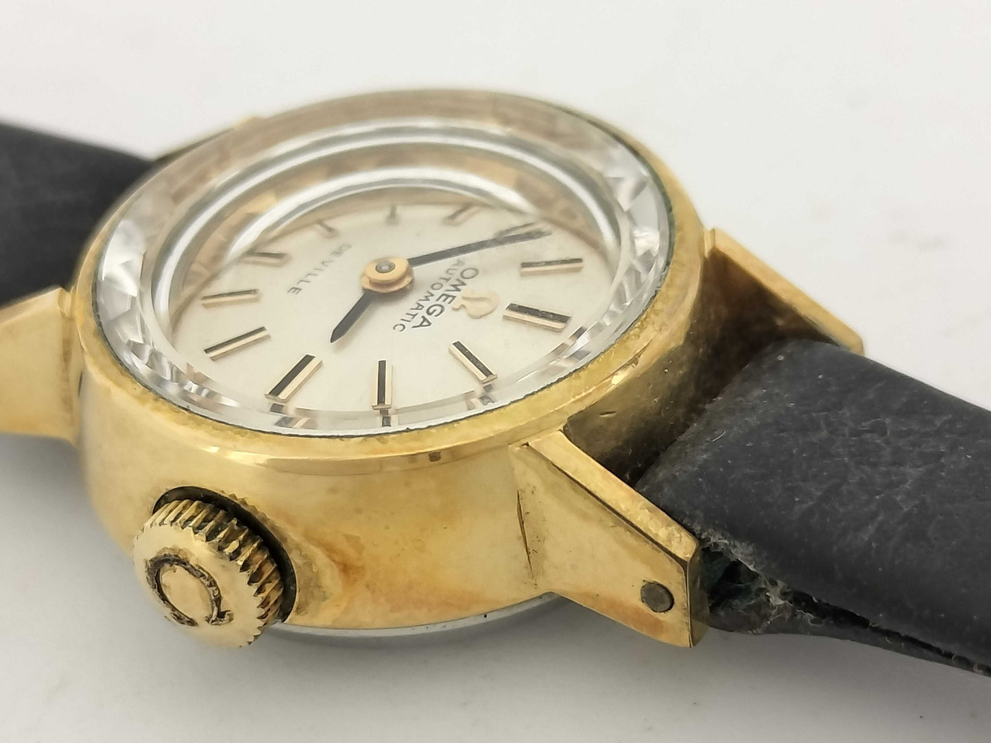 OMEGA De Ville Stainless Steel/Leather/AT Silver Dial Women's Watch