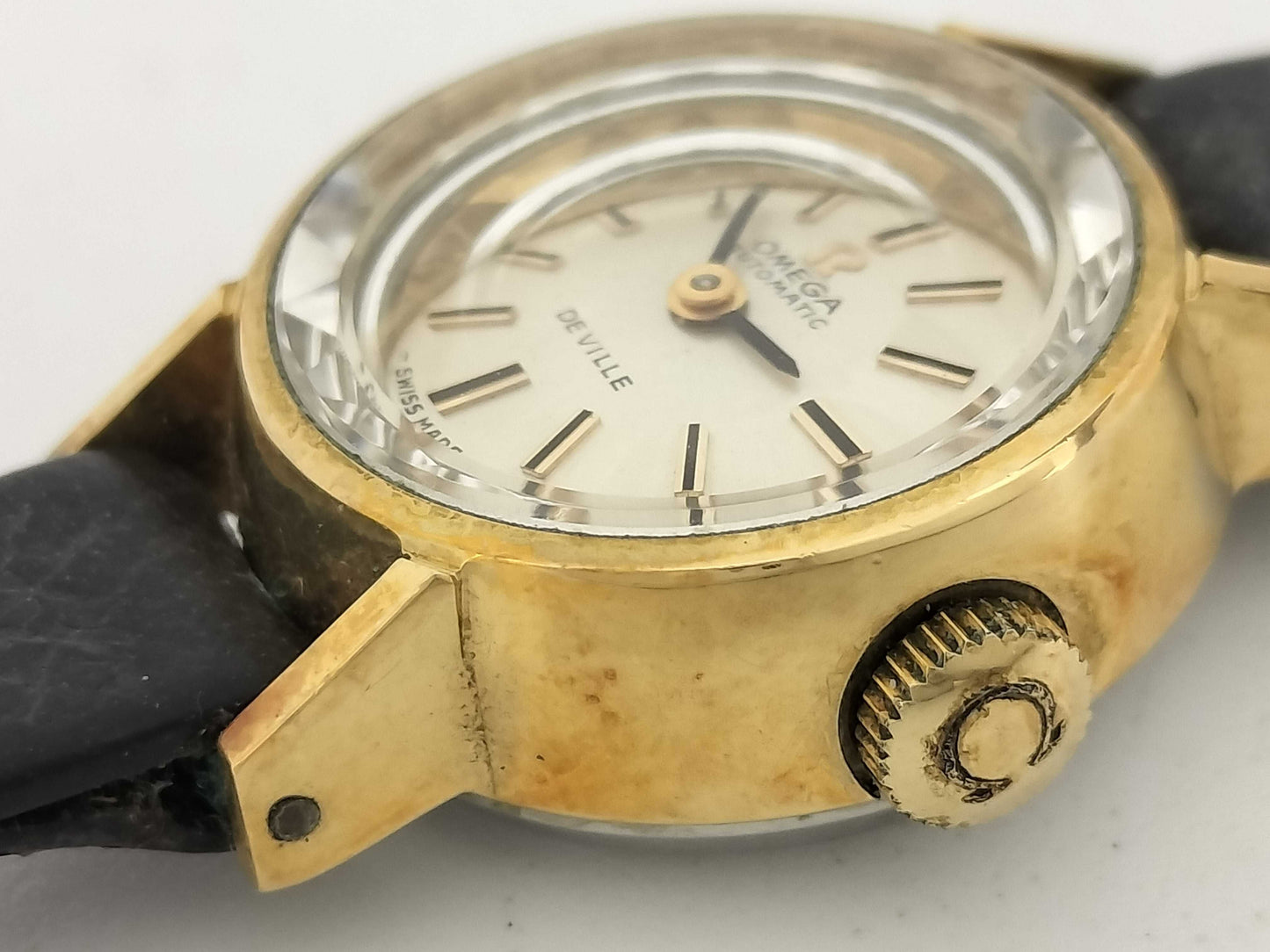 OMEGA De Ville Stainless Steel/Leather/AT Silver Dial Women's Watch