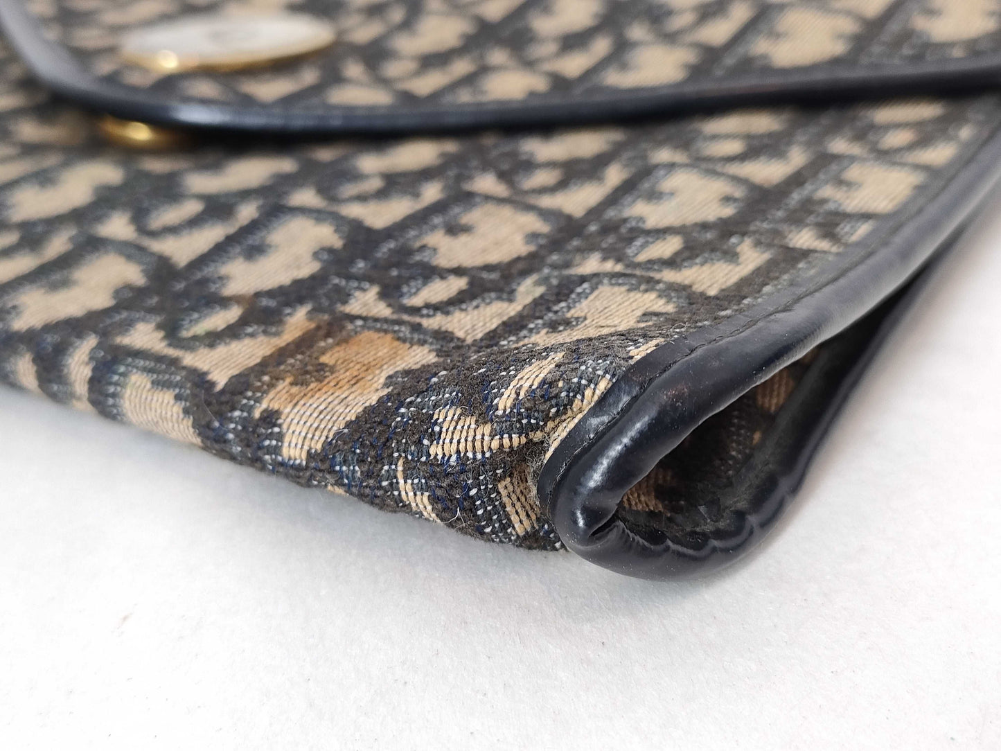 Dior Trotter Christian Dior Trotter Canvas Chain Shoulder Bag Navy x Beige Shoulder Bag