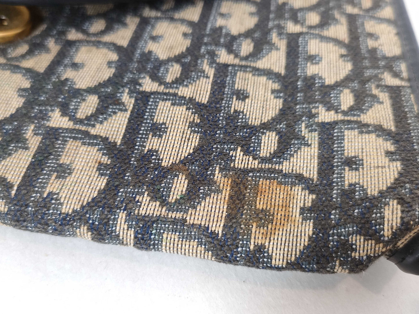 Dior Trotter Christian Dior Trotter Canvas Chain Shoulder Bag Navy x Beige Shoulder Bag