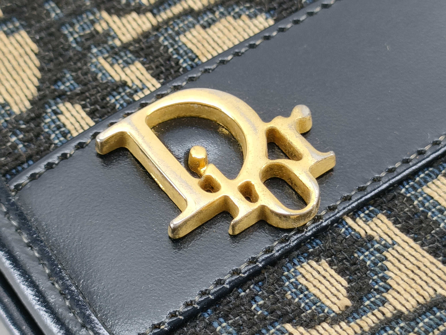 Dior Trotter Christian Dior Trotter Canvas Clutch Bag Navy x Beige