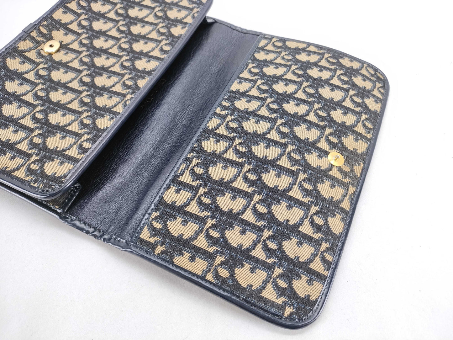 Dior Trotter Christian Dior Trotter Canvas Clutch Bag Navy x Beige