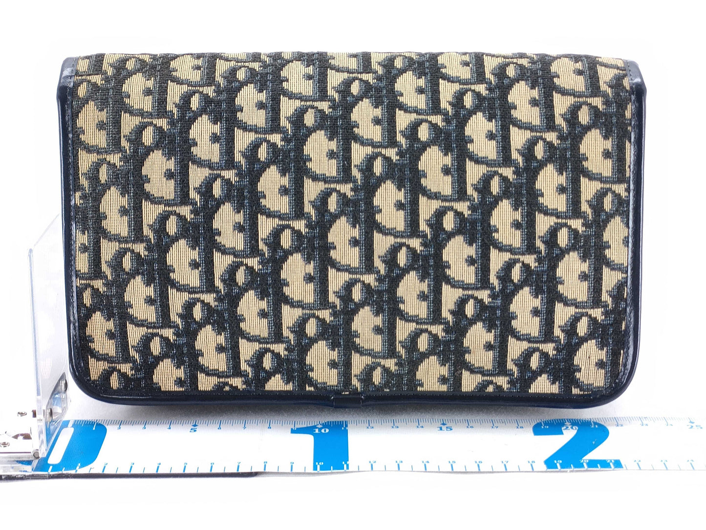 Dior Trotter Christian Dior Trotter Canvas Clutch Bag Navy x Beige