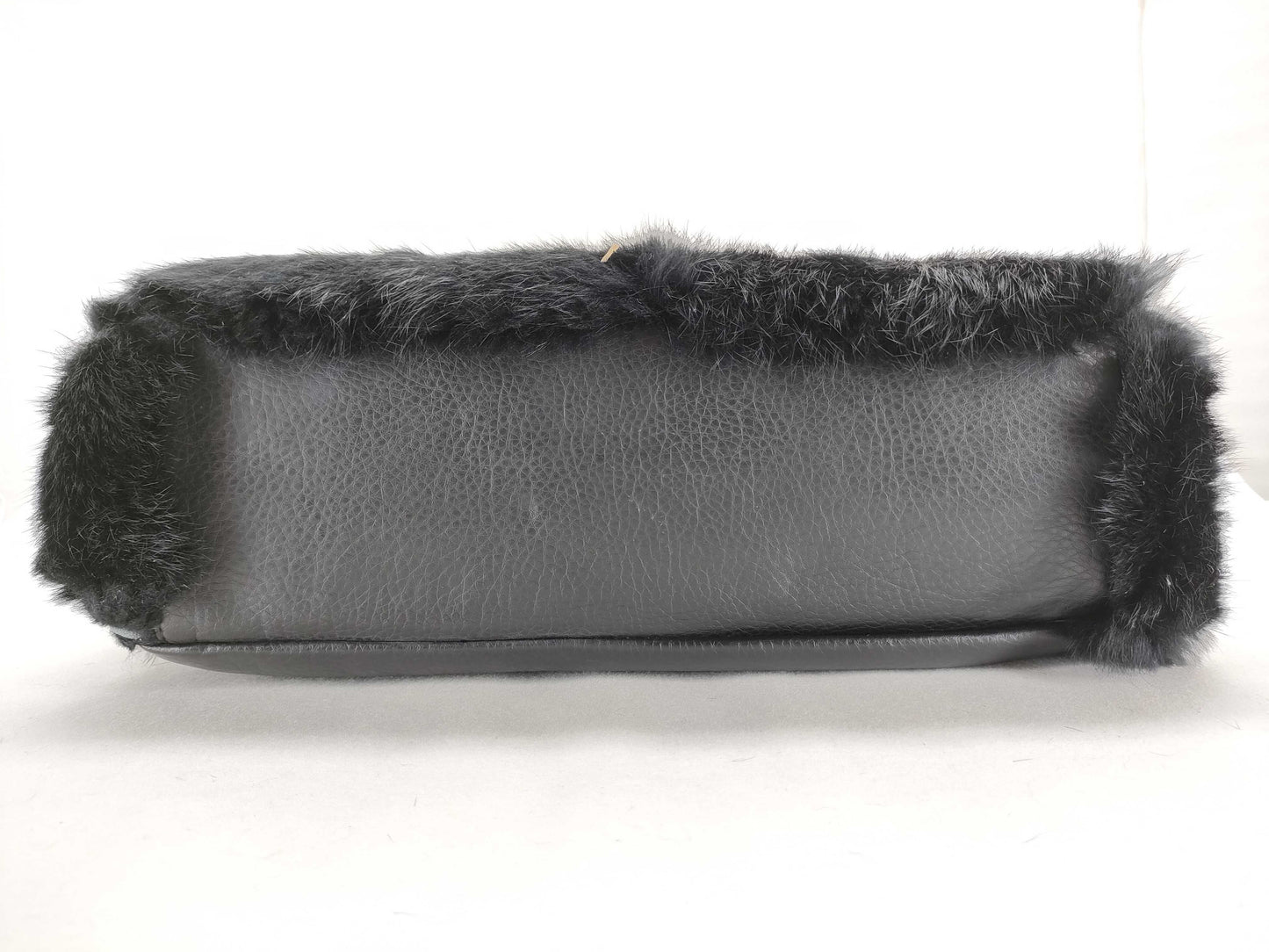 VERSACE Versace fur and leather shoulder bag, black shoulder bag