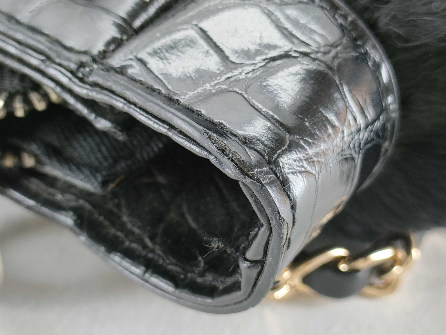 VERSACE Versace fur and leather shoulder bag, black shoulder bag