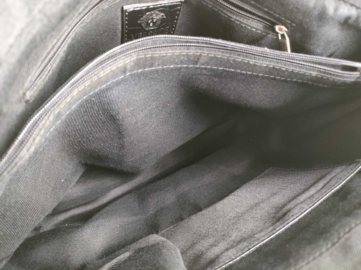 VERSACE Versace fur and leather shoulder bag, black shoulder bag