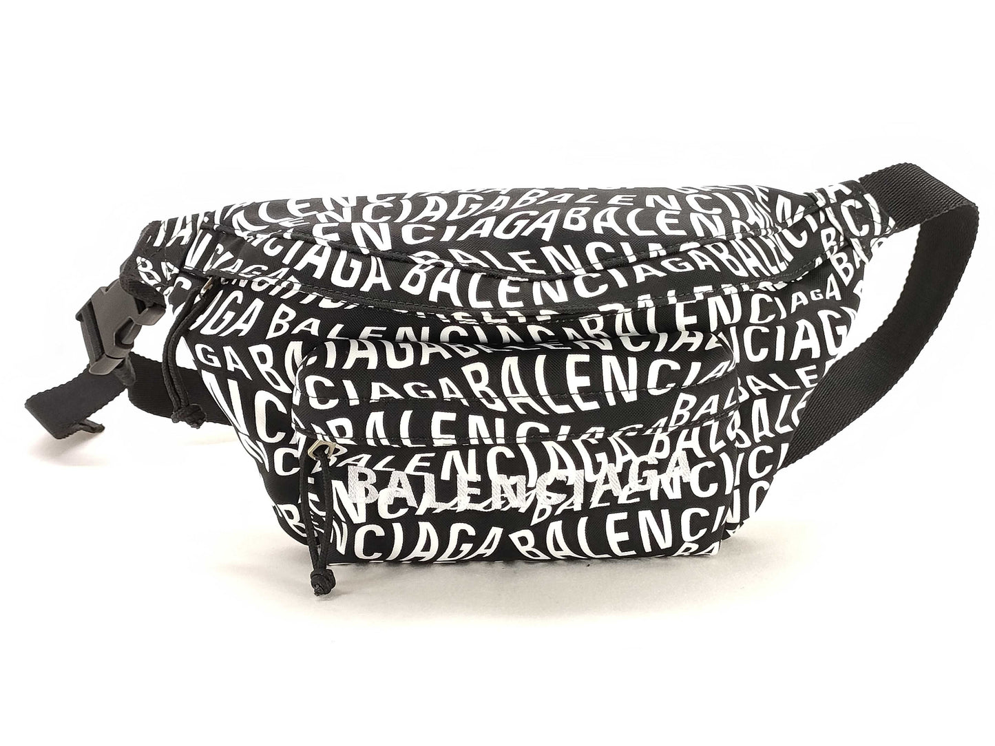 BALENCIAGA All-Over Print Nylon Canvas Waist Bag 533009.1060.W・002123 White/Black Waist Bag