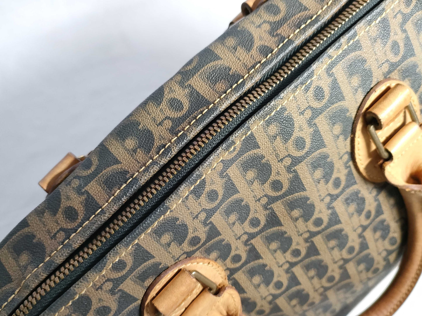 Dior Christian Dior Trotter PVC and Leather Handbag, Brown and Navy