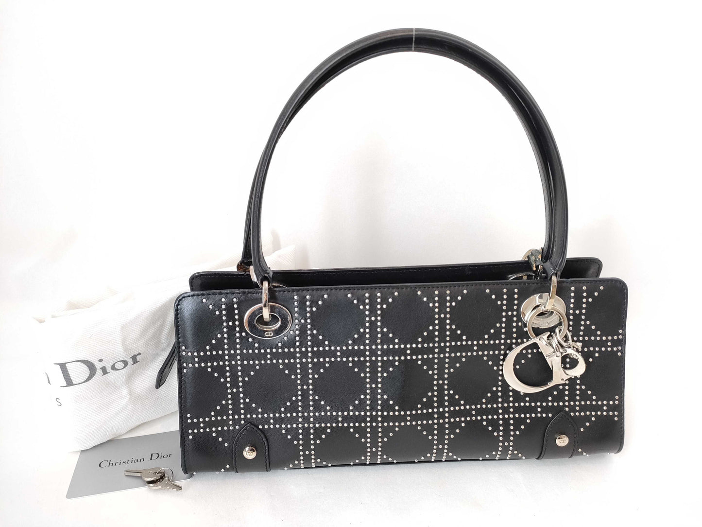 Dior Christian Dior Leather Handbag 05-MA-1003 Black Handbag