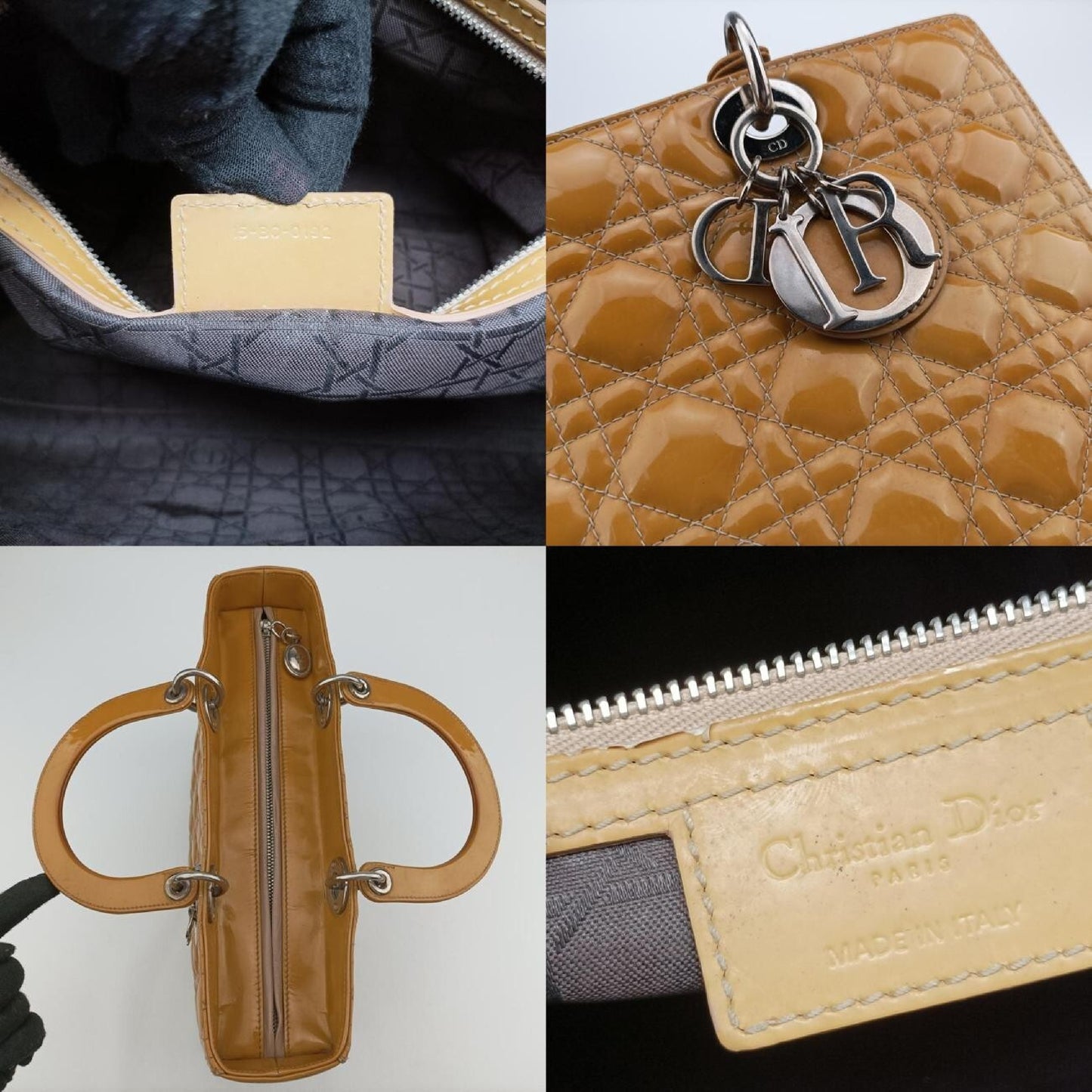 Dior Lady Dior Yellow Patent 15-BO-0192 Handbag
