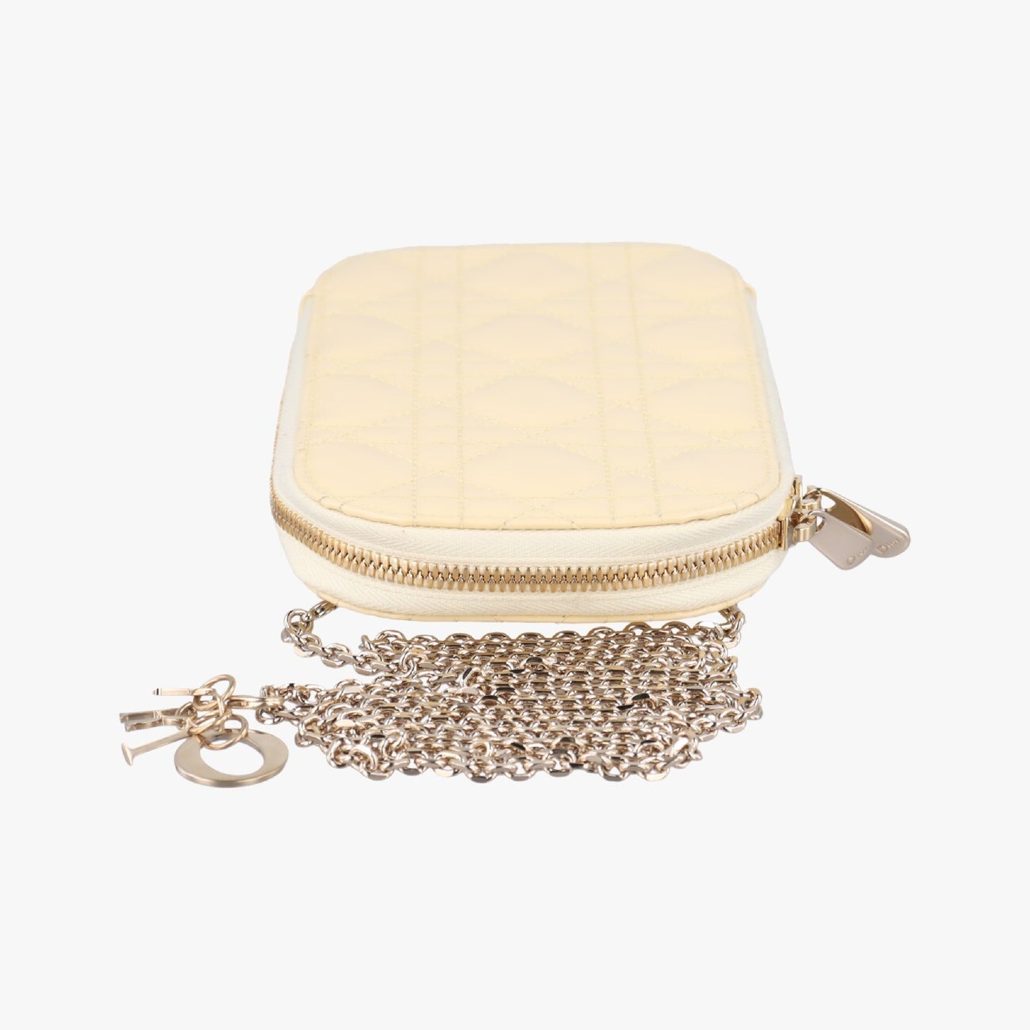Dior Lady Dior Cannage Phone Holder Yellow Patent 56-MA-0291 Shoulder Bag